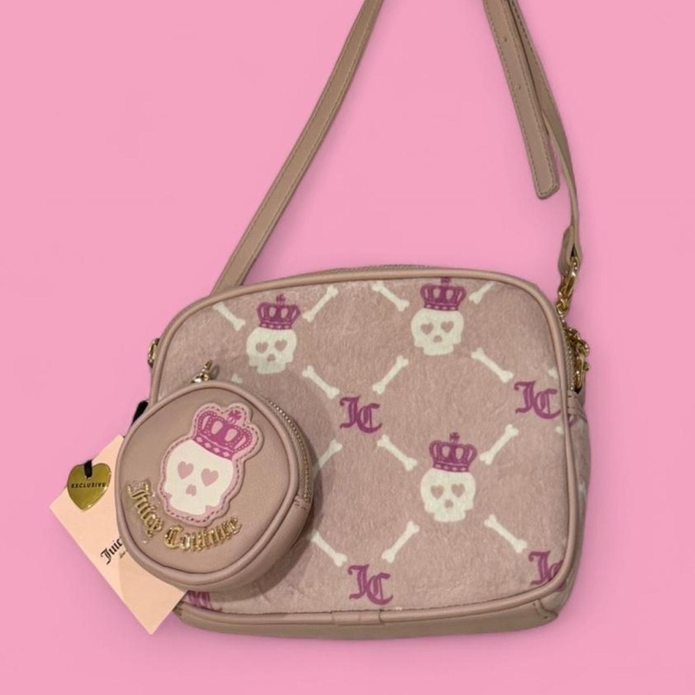 Juicy Couture Pink Skull Print Crossbody with Coin Pouch